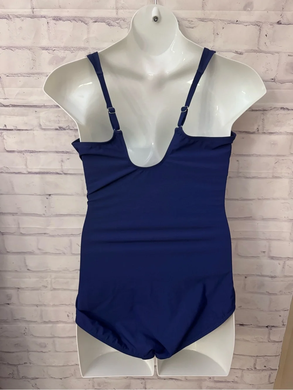 Miraclesuit 14 Amici One Piece Solid Blue Swimsuit Slimming V Neck Shirring Firm